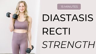 Diastasis Recti Strength Workout  full body with dumbbells  safe for diastasis recti Csection [upl. by Oratnek]