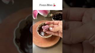 Frozen Yogurt Bites coated in dark chocolate healthysnack recipe dessertrecipe recipeoftheday [upl. by Auqemahs]