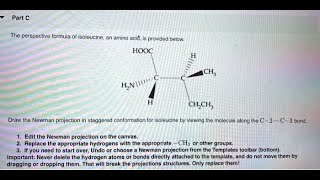 The perspective formula of isoleucine an amino acid provided below HOOC CH CCH3 Draw the Newman pr [upl. by Eicrad]