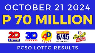 Lotto Result Today 9pm October 21 2024 PCSO [upl. by Pizor]