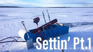 Commercial Ice Fishing  Setting Gill Nets Pt1 [upl. by Atiugram]