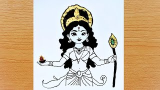 Durga Maa Drawing  outline  Navratri Special Drawing  Arts  Drawing Pictures  Chitra [upl. by Adamek]