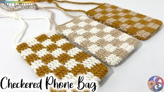 CROCHET “Checkered” Phone Bag  Tutorial [upl. by Bal]