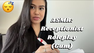 ASMR Receptionist Roleplay Gum Chewing  Typing  Writing  Keyboard Sounds [upl. by Anauqcaj]