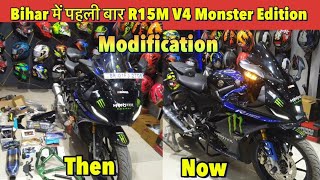 Yamaha R15M Monster Edition Modification  R15 M V4 Modified Accessories  Price  Exhaust Sound [upl. by Tniassuot]