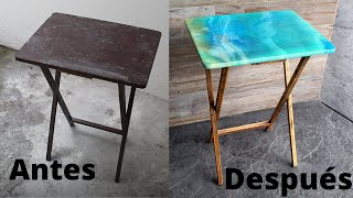 Transformé una mesa vieja con RESINA EPOXI [upl. by Eidorb]