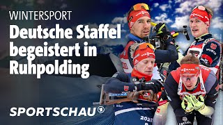 Biathlon MännerStaffel feiert HeimErfolg in Ruhpolding  Sportschau [upl. by Lechner]