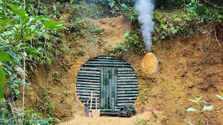 Full video 7 Days of Solo Survival Camping  Build underground shelter clay heater cook [upl. by Anilec]