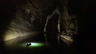 Drone Inside Largest River Cave [upl. by Ahsirtak]