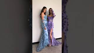 Strapless floral fitted dresses a1117 in Blue amp Lavender 🩵💜 promdress floraldress bluedress pur [upl. by Laenahtan323]