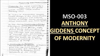 MODERNITY AND GIDDENS CONCEPT OF MODERNITY  IGNOU MSO003  IGNOUMASOCIOLOGY [upl. by Linetta498]