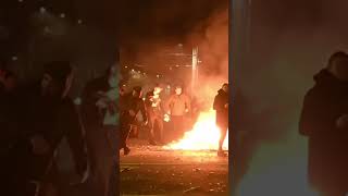 SilvesterKrawalle in Leipzig Polizei rückt mit Räumpanzer und Wasserwerfer ab [upl. by Plumbo]