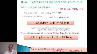 Cours Chapitre II  Le Potentiel Chimique  Partie IIThermodynamique SMC S4Pr BELMAJDOUB [upl. by Nedak]