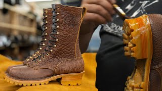 How Its Made  Bison Leather Work Boots  JK Boots [upl. by Yleek702]