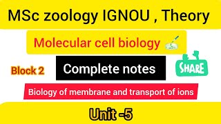 IGNOU 😱🔥MSCZOOLOGY MOLECULAR CELL BIOLOGY ✅🔥UNIT5 BIOLOGY OF MEMBRANE AND TRANSPORT OF IONS ✅💯🔥 [upl. by Yentruok]