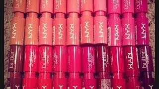 ★NYX BUTTER LIPSTICKS  ALL 22 Shades  Lip Swatches★ [upl. by Marcile]