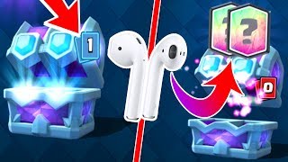 CES AIRPODS ME PACK LE RECORD DE LÉGENDAIRE DANS PACK OPENING COFFRE DE TIRAGE LIGUE  Clash Royale [upl. by Asserac521]