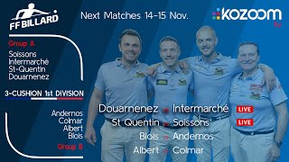 3CUSHION French League  Nathan DURIEZ vs Mikael DEVOGELAERE [upl. by Ahsineg]