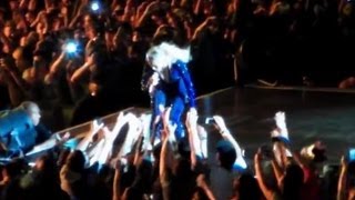 BEYONCE PULLED OFF STAGE BY FAN AT CONCERT IN BRAZIL [upl. by Liuqnoj]