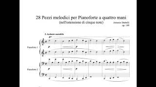 A Diabelli  2 Andante cantabile from quot28 pezzi melodiciquot for Piano four hands score [upl. by Scales579]