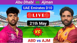 ABD vs AJM  UAE Emirates D10 Live  UAE T10 Live Match Today  T10 Live Match  Prediction [upl. by Ronoc213]