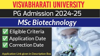 Msc Biotechnology Admission Visvabharati University 202425  Application • Eligible Criteria [upl. by Janik741]