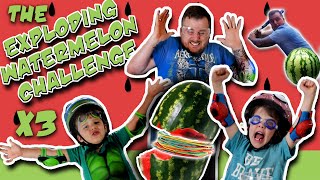 EXPLODING 💣 WATERMELON 🍉 Challenge x3 MESSY Dad SMASHED watermelon with BASEBALL BAT SMASHCAM [upl. by Christmann]