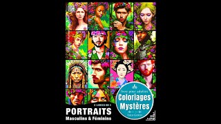 Flip Through Coloriages Mystères  Portraits Masculins amp Féminins Coloring Book [upl. by Iak137]