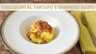 Tagliolini al tartufo bianco e tartare di gamberi rossi  Ricetta gourmet  Saporie [upl. by Zasuwa]