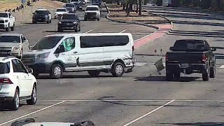 Arc Shuttle Van Crashes with Toyota Truck on Red Light [upl. by Akiemat]