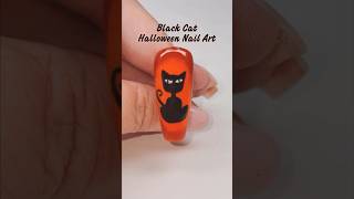 Easy Black Cat Halloween Nail Art For Beginners 🐈‍⬛ nailart halloween [upl. by Klein]