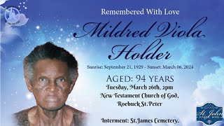 Live Stream of Funeral Service for Mildred Viola Holder [upl. by Annekahs965]