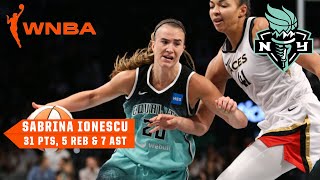 Sabrina Ionescu SHOWERS 6 3PM for 31 PTS to blow out Aces ☔  WNBA on ESPN [upl. by Hett]