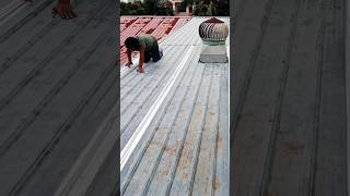 Glue and seal waterproofing work on galvanized roofs create [upl. by Magna]