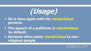 Meretricious Pronunciation Meaning and Usage [upl. by Mulderig]