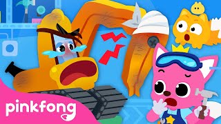 Ouch Where are you hurting The Excavator’s Arm is Broken  Car Hospital  Pinkfong Car Story [upl. by Leay826]