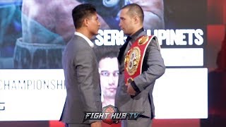 MIKEY GARCIA VS SERGEY LIPINETS FULL FACE OFF VIDEO  SHOWTIME BOXING UPFRONTS [upl. by Yran423]