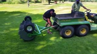 Agrotipa GolfAerator 120  How To Change Transport Position to Work Position [upl. by Rehpotirhc]