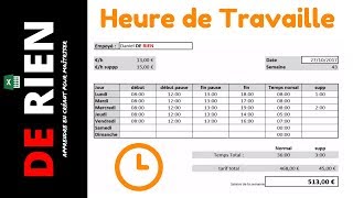 Comment calculer ses heures de travail pour la semaine  Tutoriel Excel  DE RIEN [upl. by Ajit366]