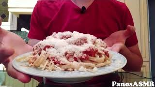 Eating spaghetti with Ground beef  Panos ASMR Greek Mukbang [upl. by Eifos]