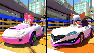 Mario Kart 8 Deluxe  Amy Drver Pink Cabriolet Vs Rouge the Bat Driver Lip Spyder 2Player [upl. by Wurster]