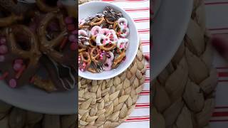 Easy chocolate dipped pretzels for a Valentines Day treat easyrecipe valentinesday pretzels [upl. by Alyel579]