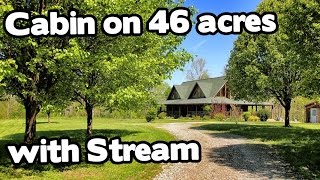 Artist Retreat Log Cabin style home on 46 acres Barn and Creek [upl. by Nosredna]