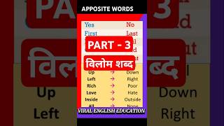 Opposite wordविलोम शब्दअपोजिट वर्डvilom shabdenglish viralshorts [upl. by Sadler]