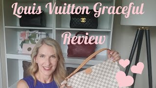 LOUIS VUITTON GRACEFUL MM REVIEW Meet Penelope  the popular Graceful style in Damier Azur [upl. by Kei]