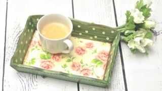 How to decorate a wooden tray  decoupage tutorial  DIY By Catherine [upl. by Sila322]