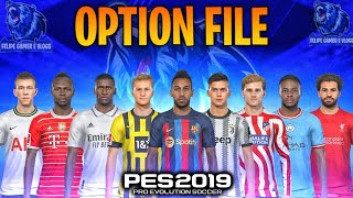 PES 2019  OPTION FILE V1 TEMPORADA EUROPEIA 20222023 TRANSFERÊNCIAS KITS LEGENDS  PS4PS5 e PC [upl. by Rachelle]