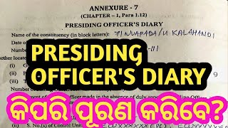 Presiding officers diary  How to fillup presiding officers diary  presiding officer diary form [upl. by Procter31]