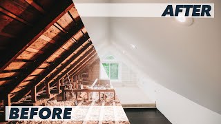 Incredible Attic Transformation in 5 Min  Timelapse DIY Attic Loft Renovation [upl. by Ahsikin848]