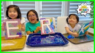 Ryans DIY Easy Paint Art Activities for Kids with Emma and Kate [upl. by Ennaeirrac]